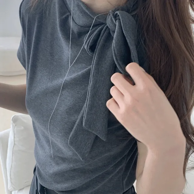 쫀쫀 반팔 타이 레이어드티(3color) [차콜,블랙  당일 배송 ]