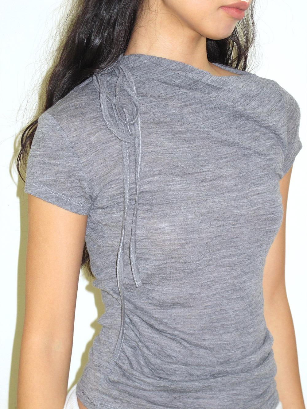 Asymmetrical Drawstring Wool T-Shirt