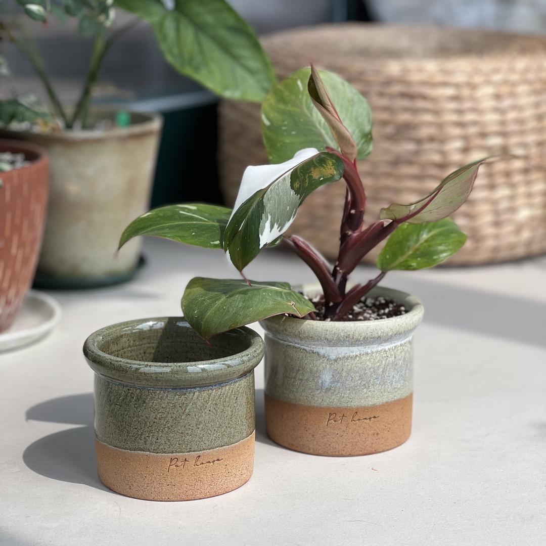 glaze pot 9 / jade green & Sand Beach