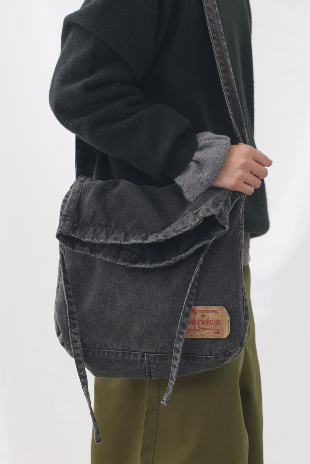 Denim Dyed Cross Bag - Black