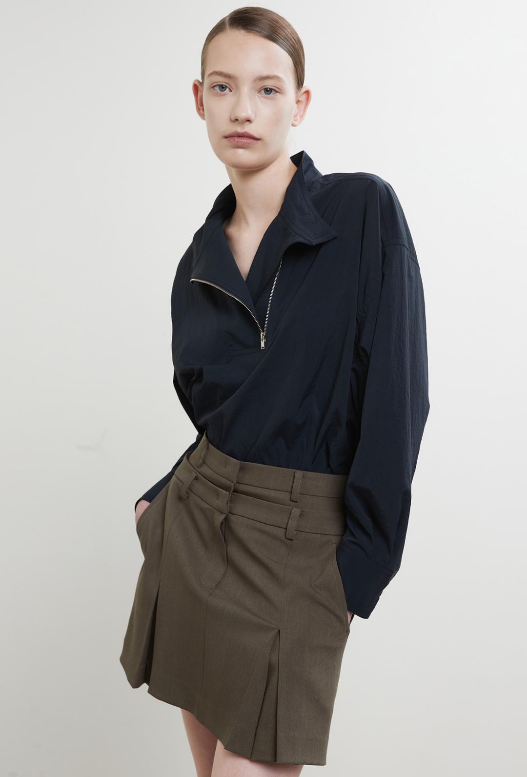 더블벨트 미니스커트_브라운