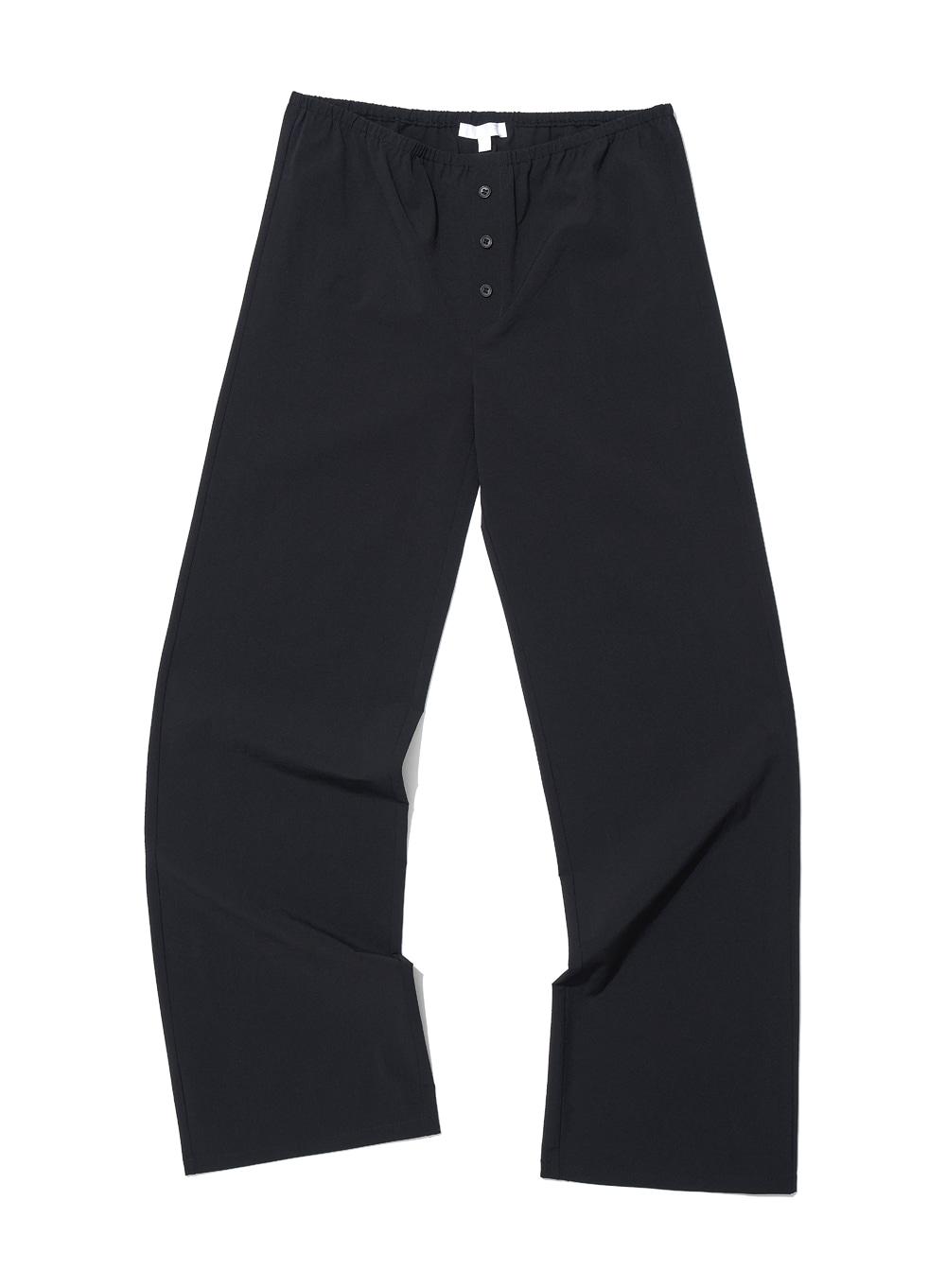 [WOMEN] PWC BUTTON SLIM STRAIGHT TROUSERS_BLACK