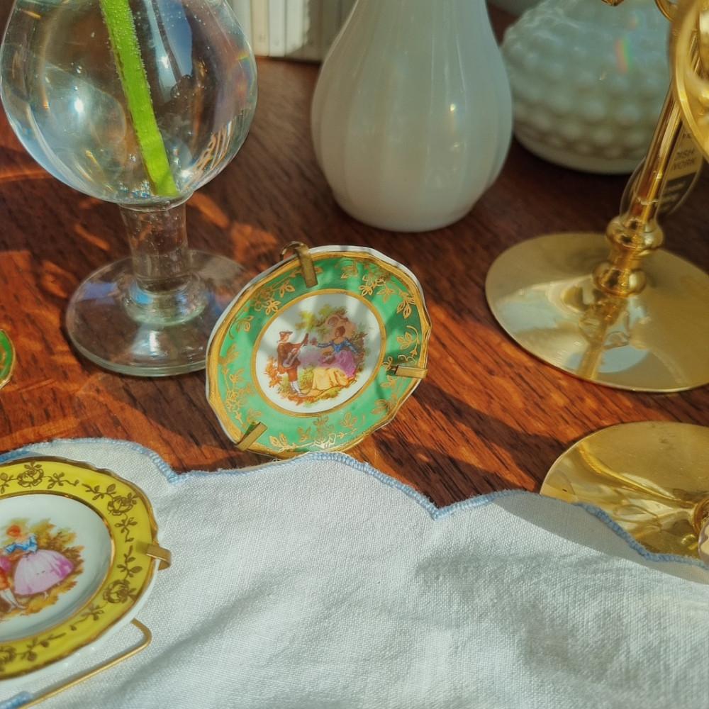 [중고]앤틱 리모지 1개구성 이젤형 리모주 리모쥬 미니어처 장식접시 프랑스감성 홈카페 티타임