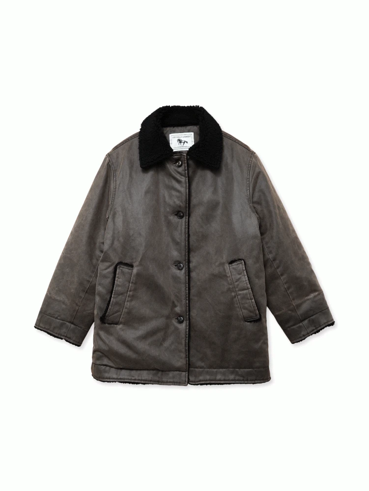 washed shearling collar coat