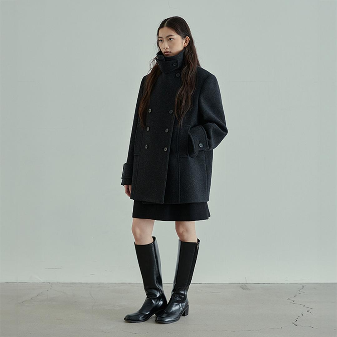 wool pea coat(womens) charcoal