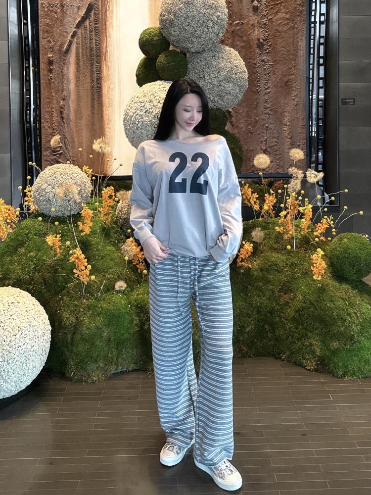 [후끈!/털바지] 부들 니트퍼 스트라이프 팬츠