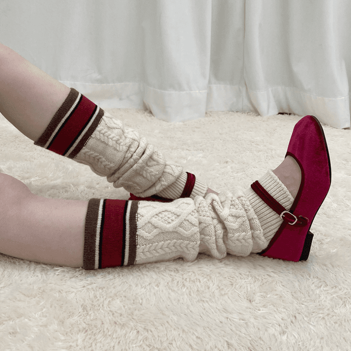 파이브 케이블 니트 레그워머 2color