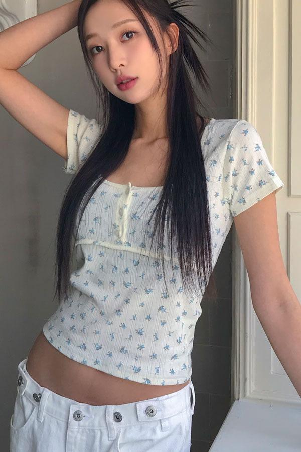 바이도자 [여름재진행/러블리패턴] 샌디 플라워 반팔티