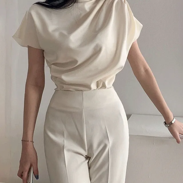 *후기극찬*[ 고급미 / 스판 ] 햅번 반목 셔링 블라우스