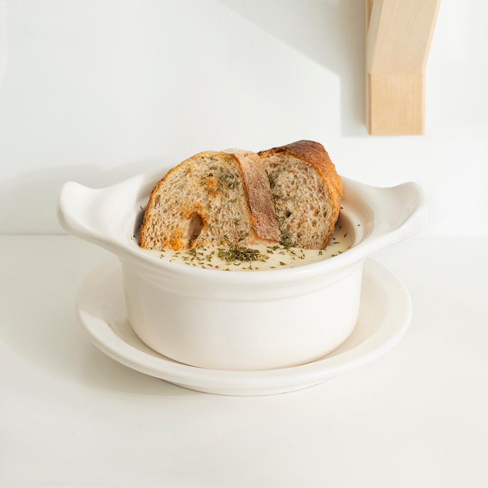 [쿠베르] 시라쿠스 양손 스프 볼, 받침 세트 손잡이 수프 그릇 오븐 용기 접시 홈 카페