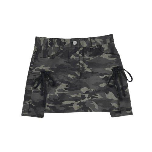 Cargo Ribbon Mini Skirts -[CAMO]