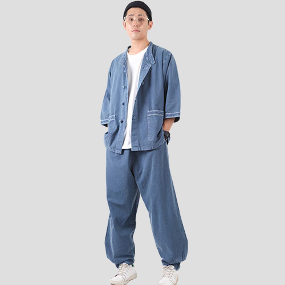 [남여공용] 30수 브이넥 세트 (BTS 정국님, 뷔님 공항패션)개량 생활한복 법복