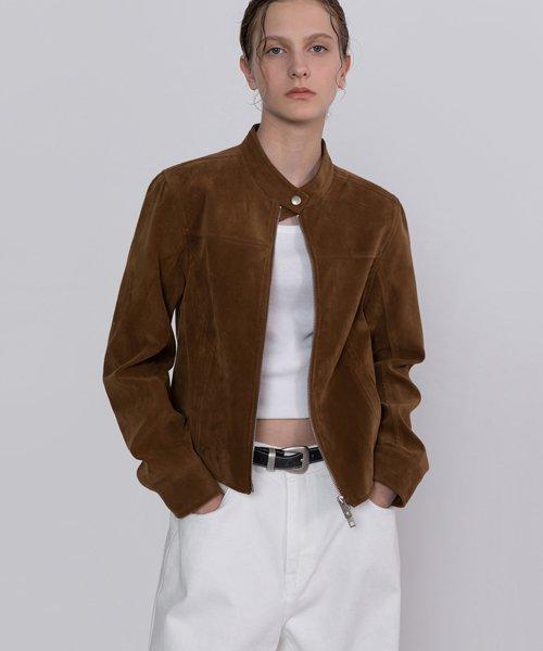 [Woman]버핑레더 인시전 레이싱 자켓_Suede Brown
