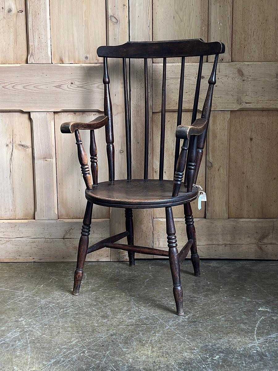 22-047 앤틱 엘름 페니 시트 암 체어