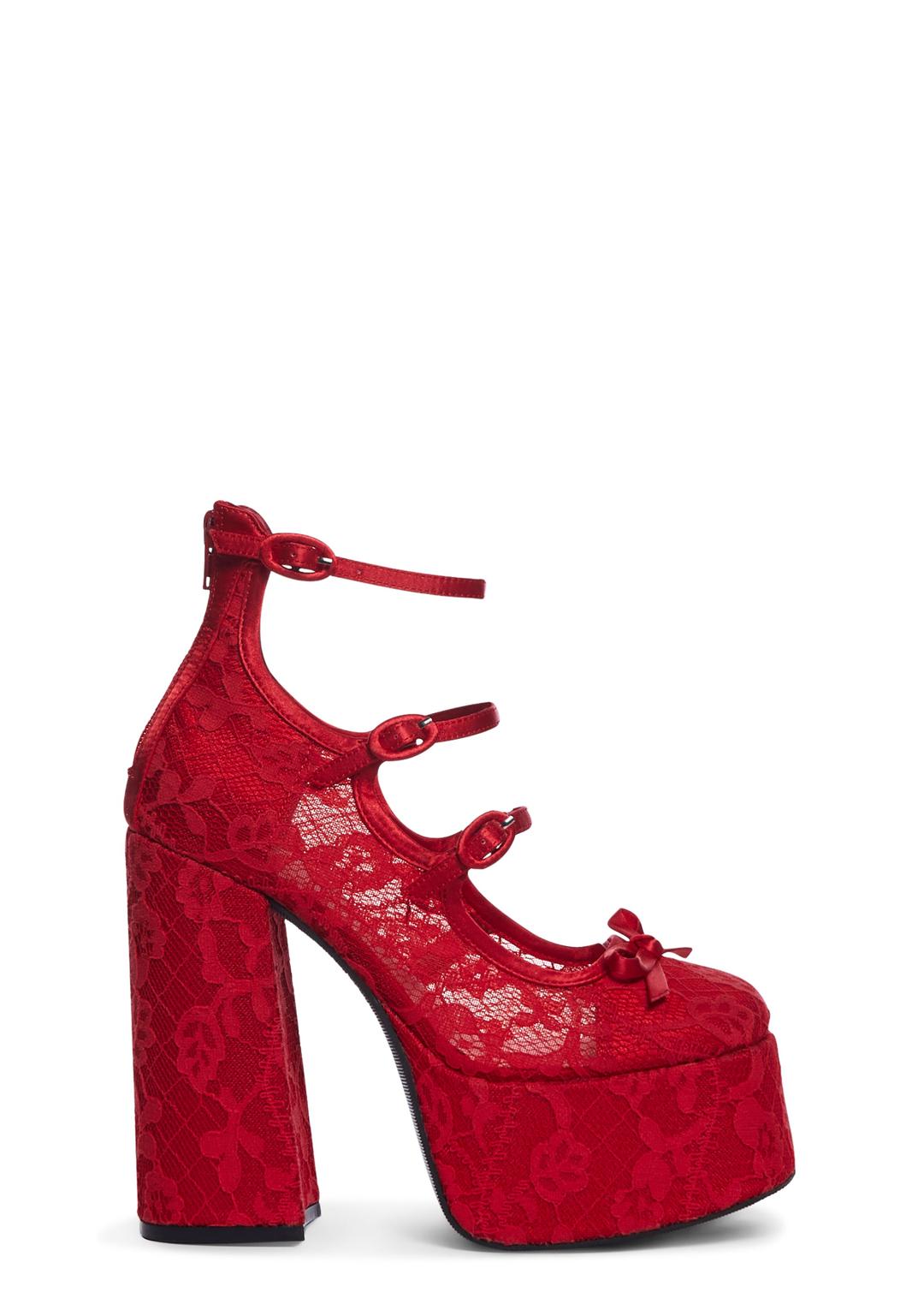 Love Smiling Melody Platform Heels - RED / US 5