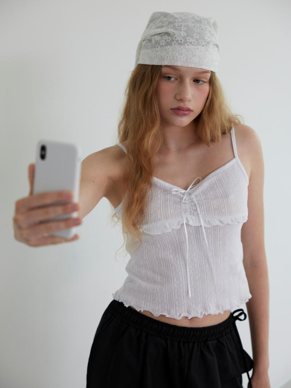 cool eyelet sleeveless top(ivory color)