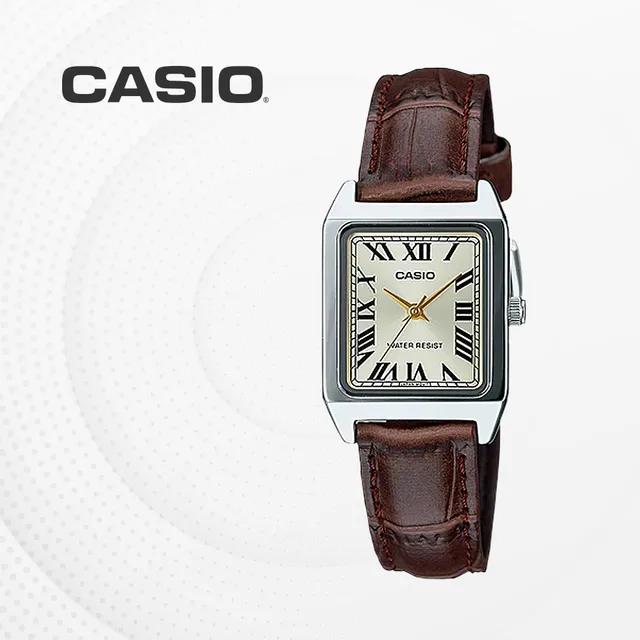 카시오 CASIO 브라운 가죽 손목 패션시계 골드 LTP-V007L-9B