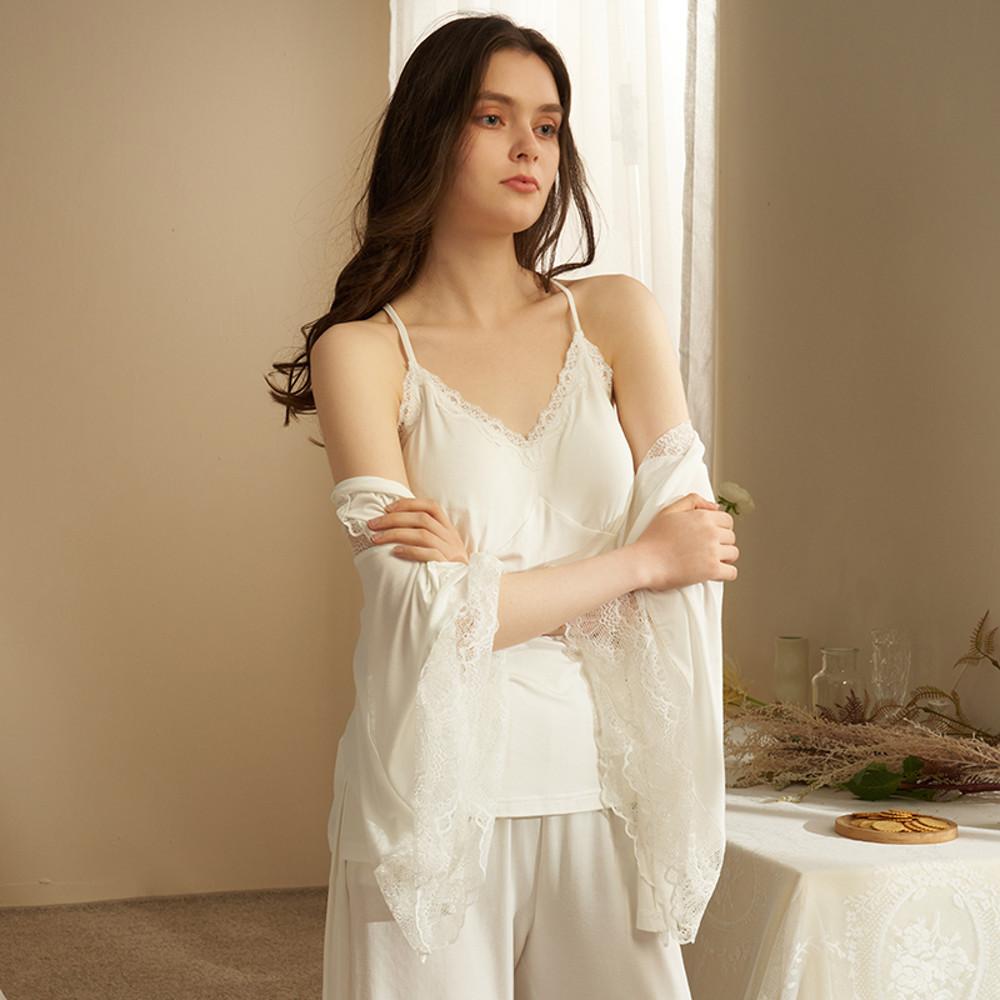 NEW 봄 여름 모달 쓰리피스 홈웨어 파자마 여성잠옷세트