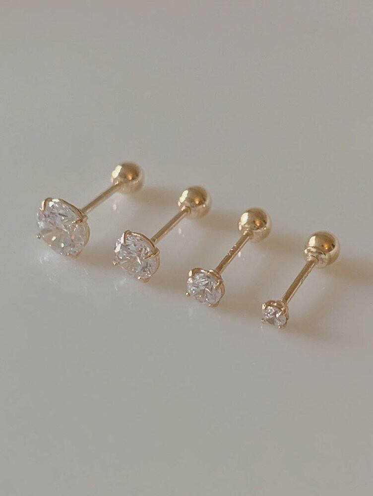 14k 초미니 얇은 이너컨츠 큐빅 피어싱