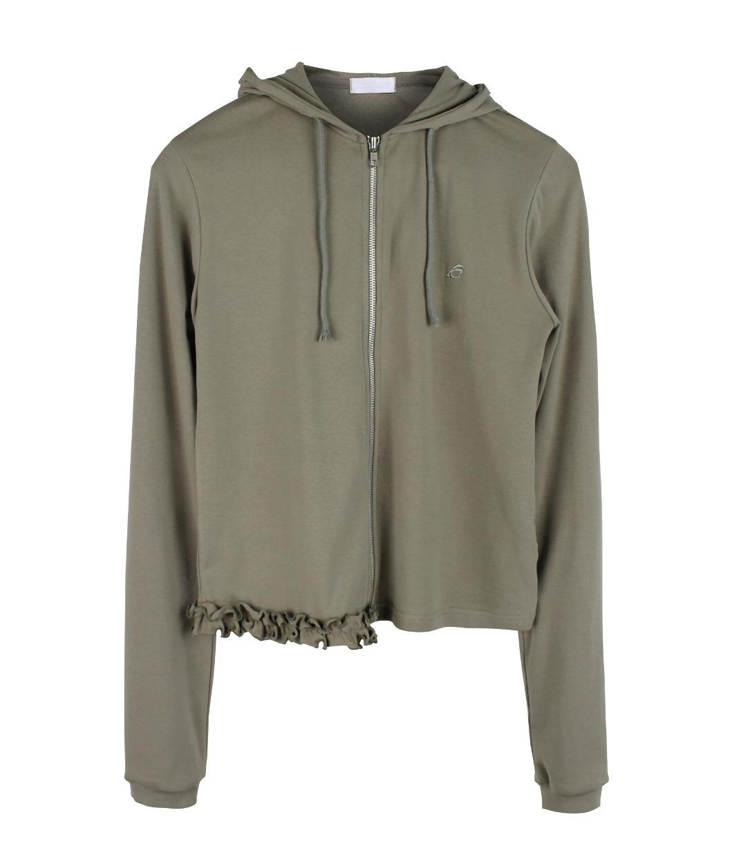 KIT FRILL SOFT HOODIE ZIP-UP (KHAKI)