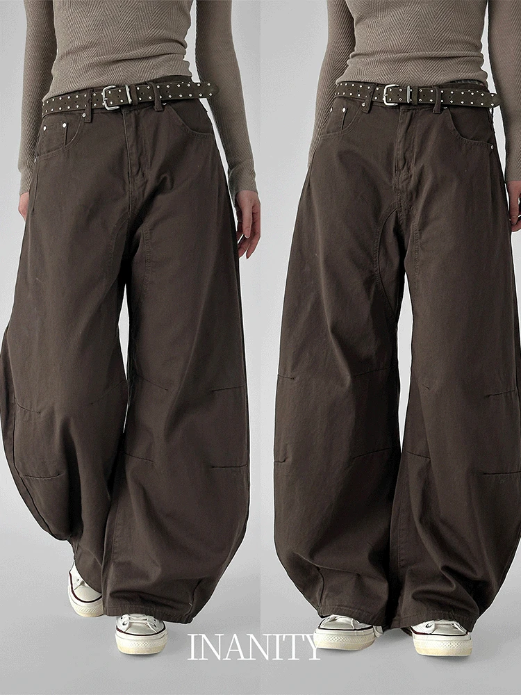 당일출고🚀 리벳 라운딩 절개 벌룬 와이드 코튼 면팬츠 2color