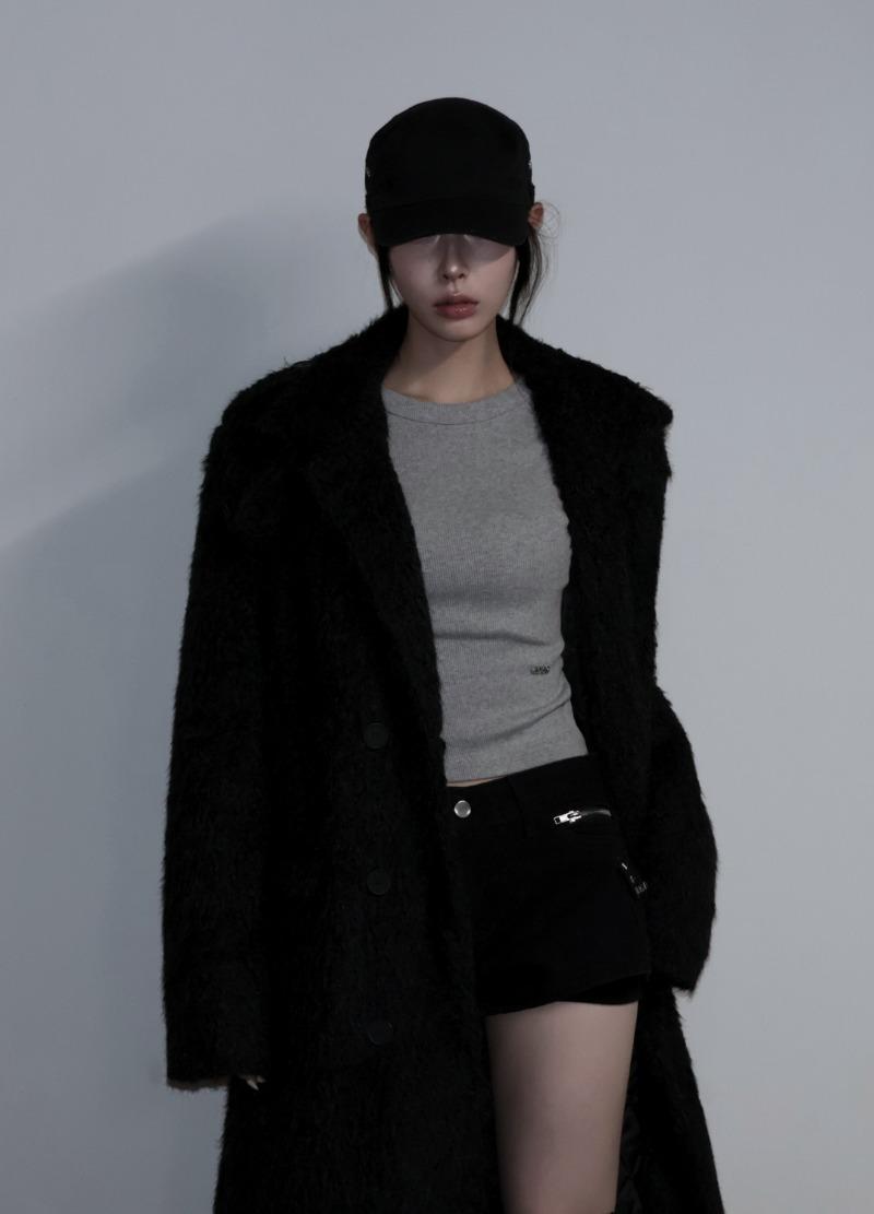 [22%] 다크 섀도우 플러프 퀼팅 롱 코트