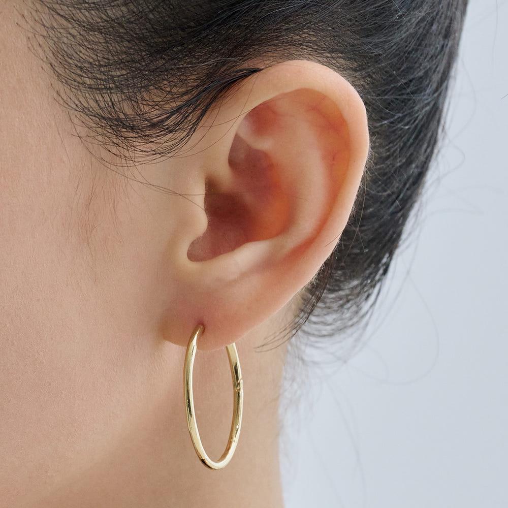 골드앤디어 14K 골드필드 오벌 슬림 원터치 링 귀걸이