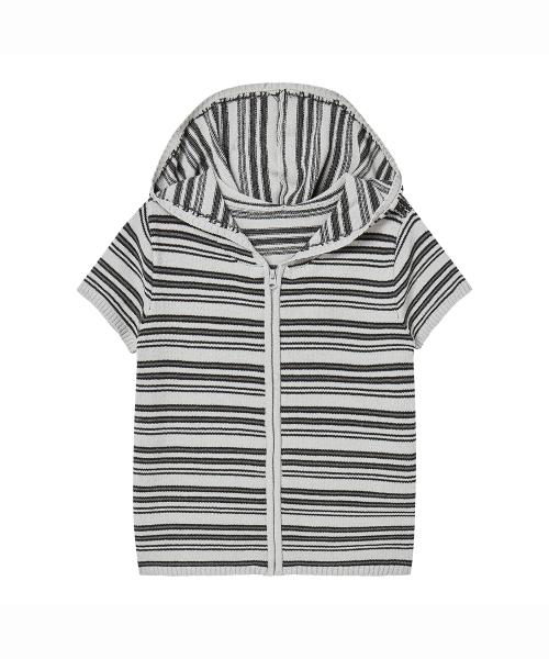 PRENDA STRIPE KNIT ZIP-UP GRAY