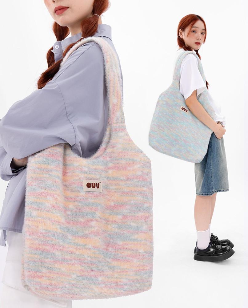 MOREUSEE X OUV 니트 플러시 퍼백 털가방 숄더백
