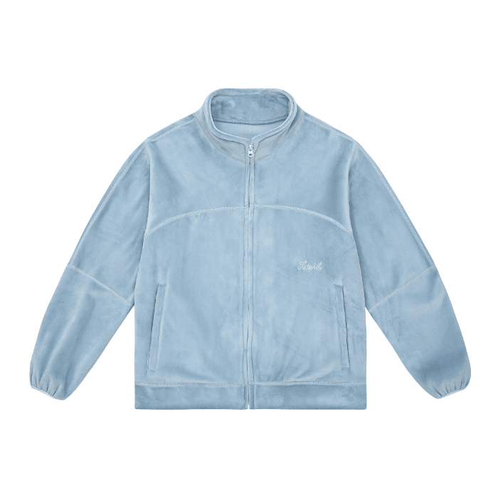 Tuewid Light weight Velour set up Zip up in powder blue