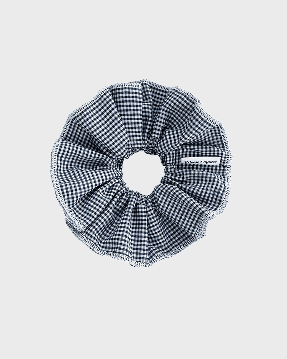 Ruffle Check Scrunchie (Navy)