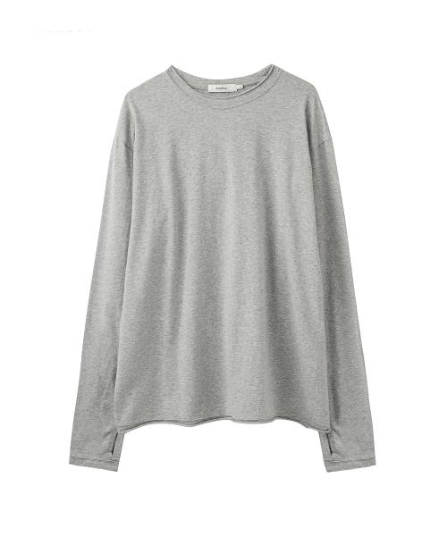 라운드넥 핑거홀 롱슬리브_버터 그레이