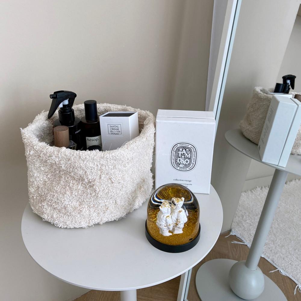 홀로하우스 코튼바구니 패브릭 바스켓 크림 장난감바구니 아기 유아 수납 책장 천바구니