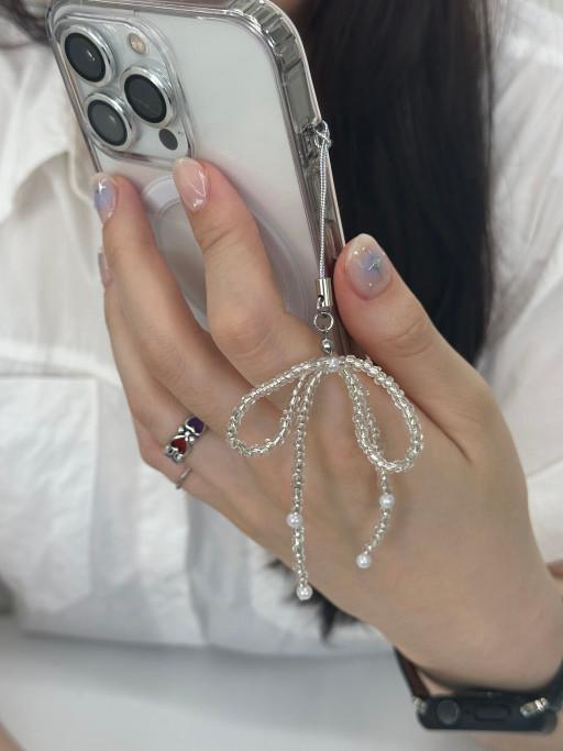 무료배송🎀발레코어 리본 비즈 폰 키링