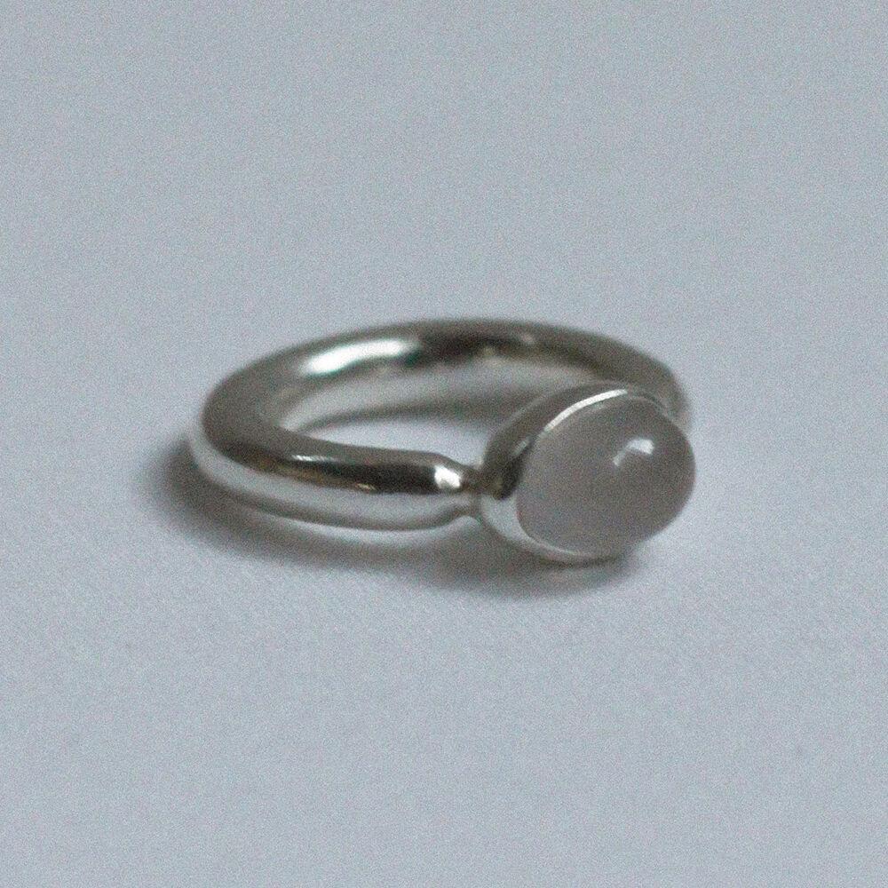 Sterling Egg and Stone Ring