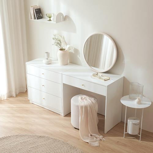 엠마 디자인 3단 서랍장+수납 화장대 세트