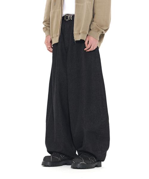 BASIC BALLOON DENIM PANTS (BLACK)