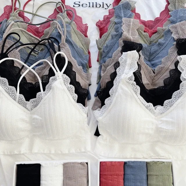 [당일출고/44~77/끈선택가능]노와이어 브라렛세트 빅사이즈 속옷세트 브라렛 브라탑 팬티 노와이어 심리스 레이스 브라 브래지어 노라인 뽕브라 수면 브라 이너 나시 몸매보정 브라세