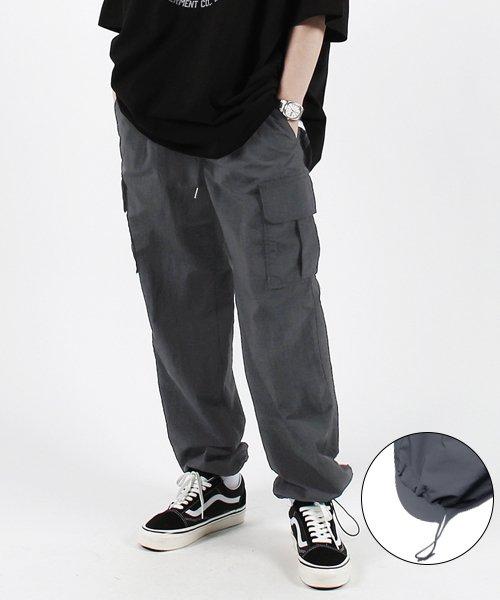 [나일론] 세미 와이드 스트링 카고팬츠 [딥그레이]