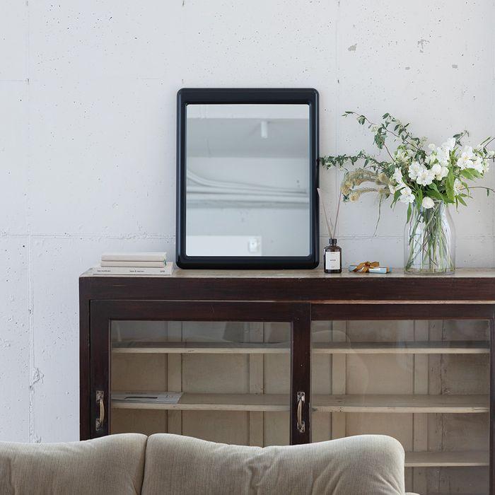 스퀘어 디자인 전신 협탁 거울 - 블랙 (Medium) / 오브제 인테리어 카페 병원 전신 협탁 미러