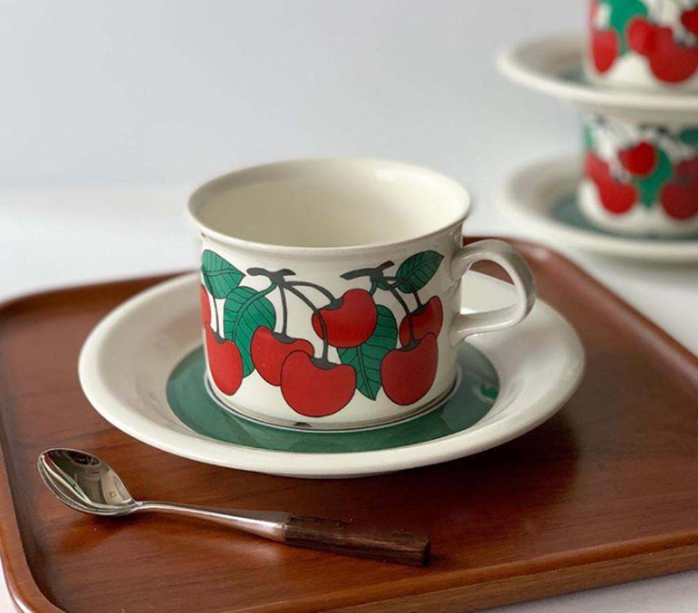 빈티지 체리찻잔세트 머그소서 커피잔 에스프레소컵 애프터눈티