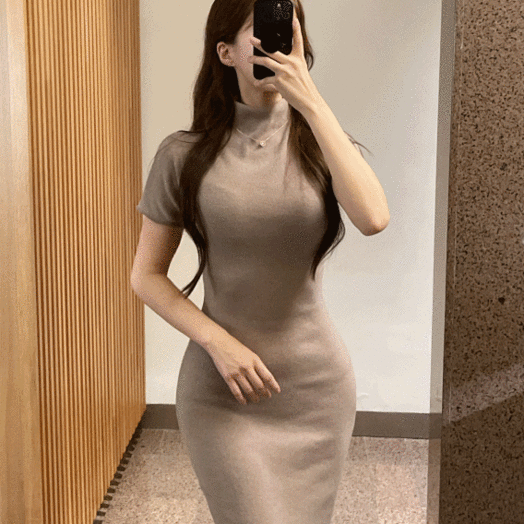 [후기극찬🤎가을 하나로 끝!] *핏 존예* 섹시 반목 폴라 슬림 니트 마실룩 이너원피스 반팔 여름 롱원피스 슬림원피스 폴라원피스 3color (하객룩/여행룩/꾸안꾸룩)