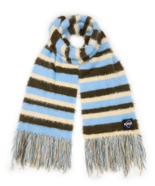 Striped Hairy Bold Muffler (Sky Blue)