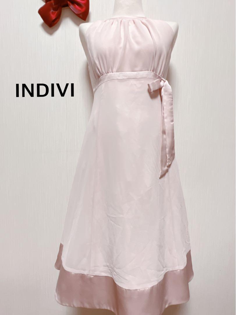 【SALE】INDIVI●ベビーピンク●ワンピース●りぼん●インディヴィ●36