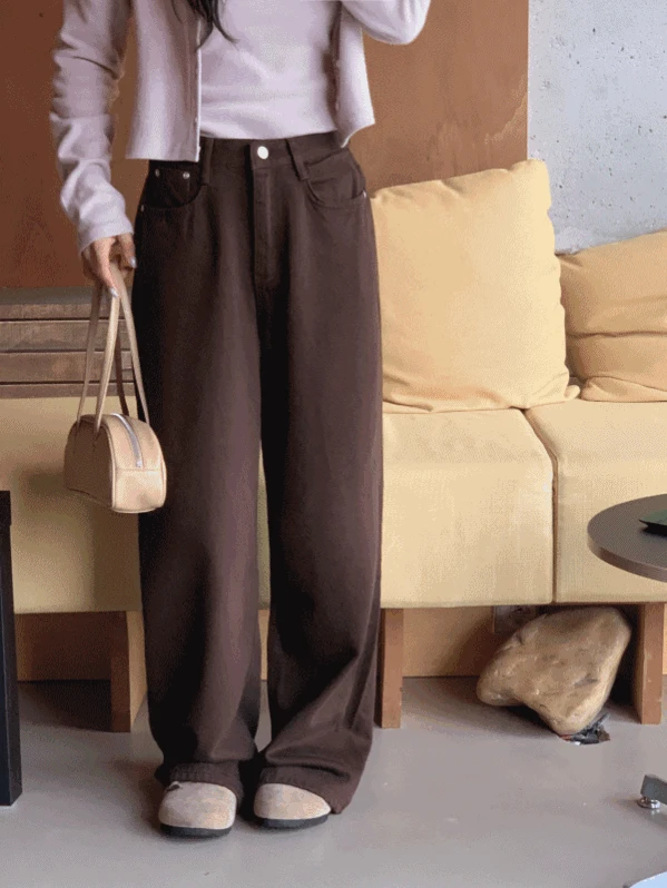 MD추천/주문폭주🎉 샌디 와이드 코튼 pants - 4color (가을데님/겨울데님/도톰/와이드팬츠/코튼/데일리/꾸안꾸)