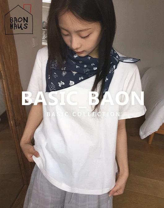 [무료배송][3천장돌파][BASIC_BAON] 테키 베이직 코튼 라운드 반팔 티 (3color)_A03