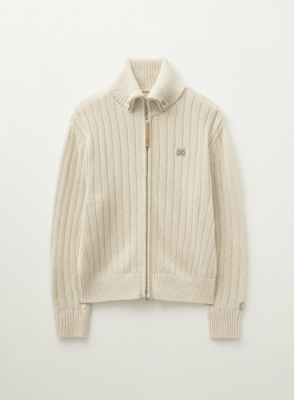 Faro Boucle Knit Zip-up - Cream