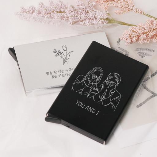 💝기념일선물 드로잉 일러스트 각인 메탈 카드지갑