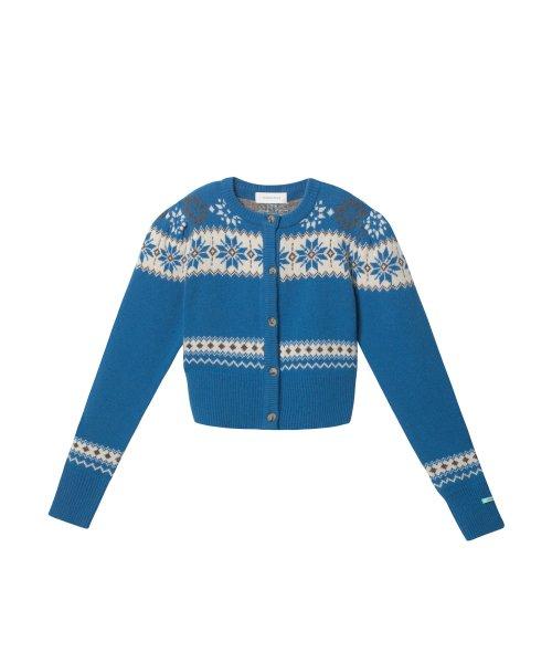20FW 자카드 울 가디건 - 블루