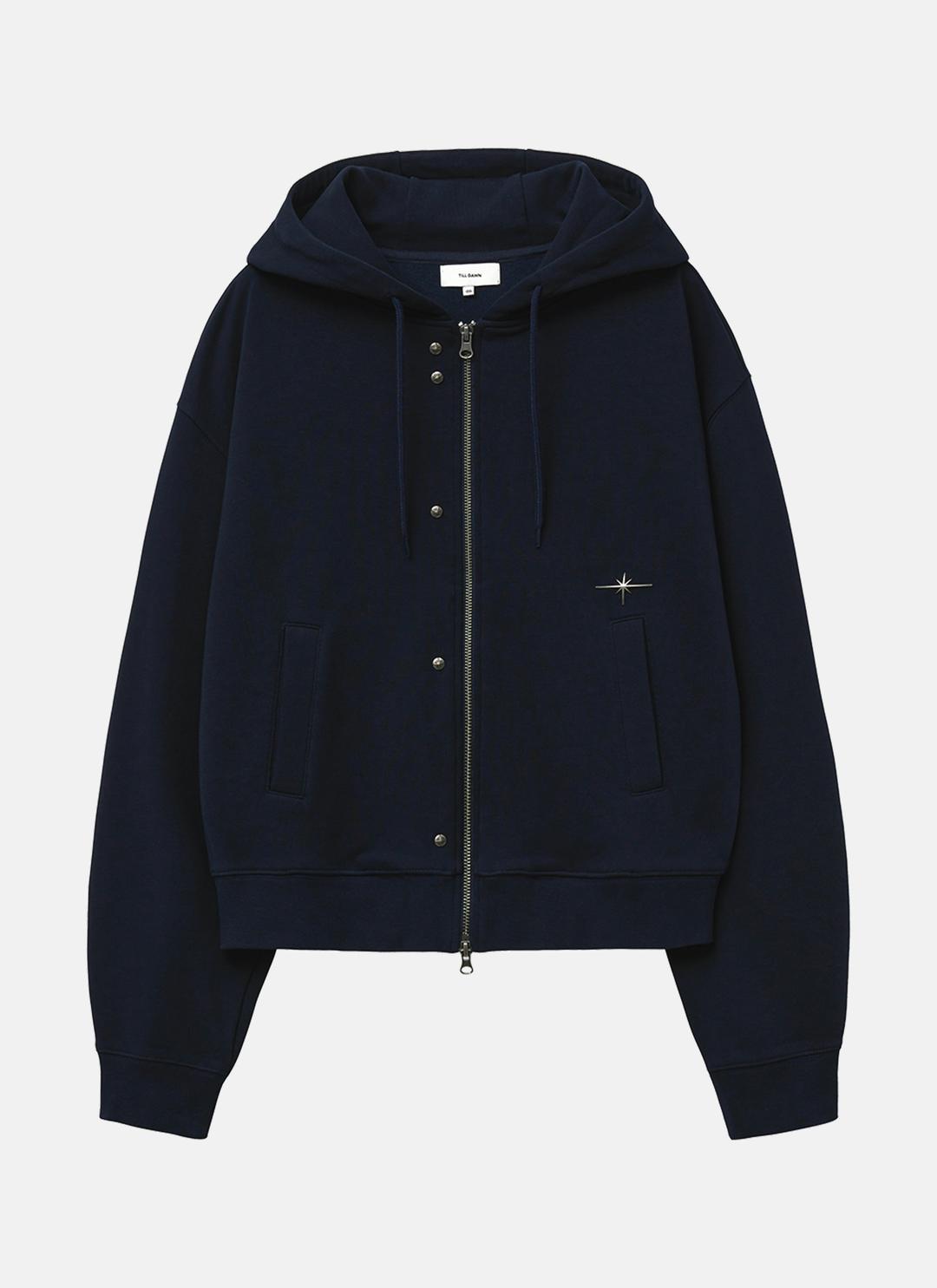 RIVET HOODIE ZIP UP navy